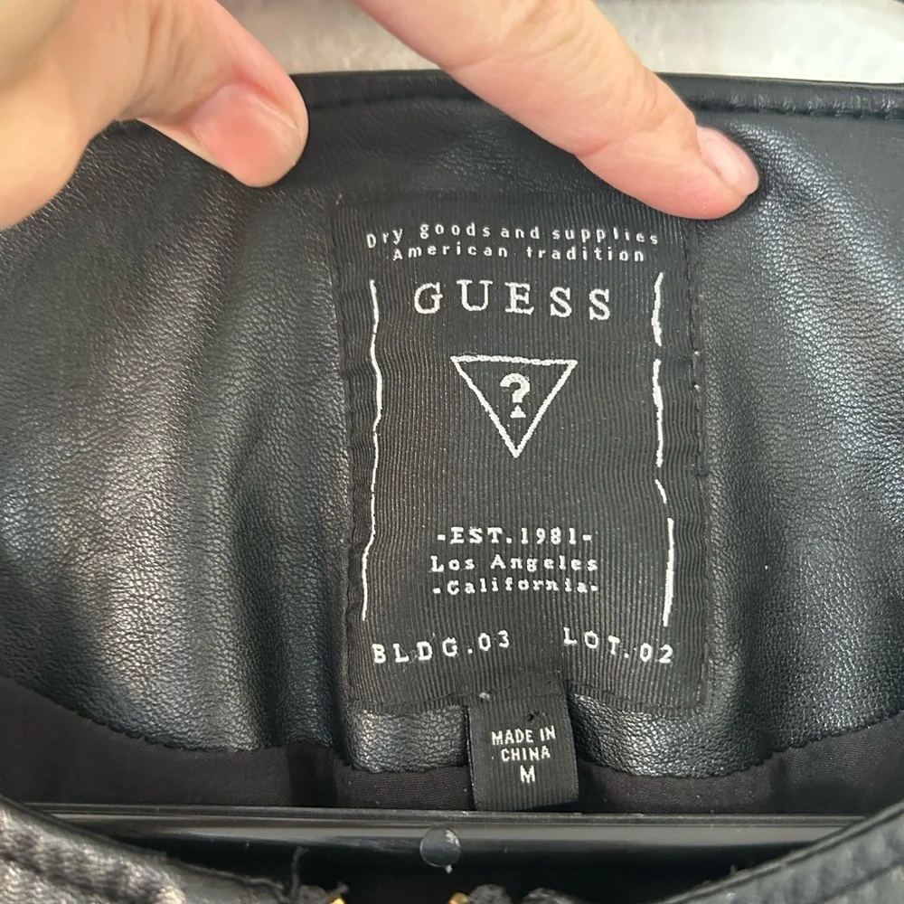 GUESS Women's Black Leather Jacket - Picture 3 of 5